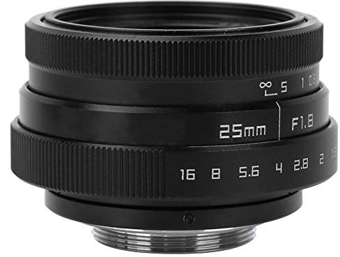 Camera Lens, F1.8 Manually Adjusted Aperture 20/25mm Focal Length Mini CCTV C Mount Wide Angle Lens for Sony/for Nikon/for DSLR Camera (Black)