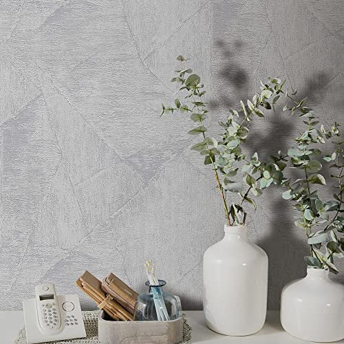 Erismann Vliestapete Hellgrau Silber Metallic Putz Struktur Flicken 10319-31