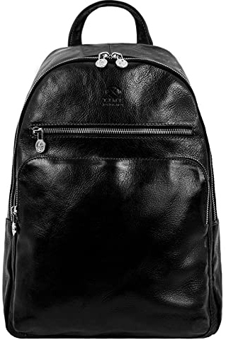Time Resistance Damen und Herren Rucksack aus Leder - Handgefertigt in Italien - 100% Lederrucksack - Vintage Rucksack - Wanderrucksack