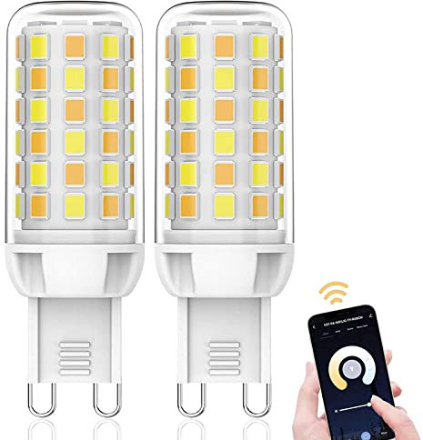 Juodkeo G9 LED Smart Leuchtmittel, Kompatibel mit Alexa und Google Assistant, App und Sprachsteuerung, WiFi LED-Leuchtmittel, Dimmbar, Timmbar Warmweiß bis Kaltweiß, 3 W (40 W Halogen Äquivalent) (2)