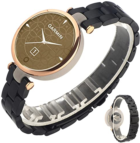 Miimall Bracelet pour Montre Lily Watch Bande Fine en Acier Inoxydable Légère Réglable pour Femmes Hommes,Strap de Rechange pour Lily Watch-Noir