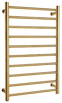 SweAtz Scaldasalviette, Scaldasalviette Termostatico Elettrico Pre-Riempito Scaldasalviette Scala Piatta per Bagno, Porta Asciugamani da Bagno in Acciaio Inossidabile 304,Oro,cablato