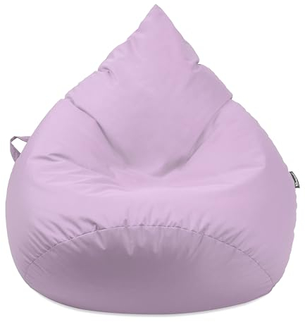 Droplet-Lounge Tropfenform Sitzsack mit Füllung | für Kinder Erwachsene | Indoor & Outdoor geeignet | Wasser-& Schmutzabweisend | Sitzkissen Bodenkissen Beanbag (XL Durchmesser 70 cm, Flieder)