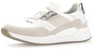 Gabor Damen Low-Top Sneaker, Frauen Halbschuhe,Wechselfußbett,straßenschuhe,Strassenschuhe,Freizeitschuhe,Weiss/White/Silber,37.5 EU / 4.5 UK