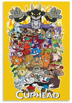 DEEBOW Cuphead Kunst-Poster, dekoratives Gemälde, Leinwand, Wandposter und Kunstdruck, modernes Familienschlafzimmer-Dekor-Poster, 20 x 30 cm