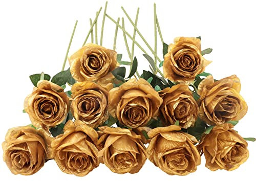 JOYHAZE Künstliche Rosen, 50 cm, einzelner Langer Stiel, Seidenblumen, blühende Rosen für Hochzeit, Zuhause, Party, Büro, Tischdekoration, DIY-Blumenarrangements, 12 Stück