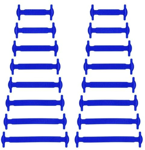BARAC Cordini in silicone multicolore impermeabili lacci per scarpe per bambini e adulti lacci elastici in gomma per scarpe sportive, 16 pezzi, blu