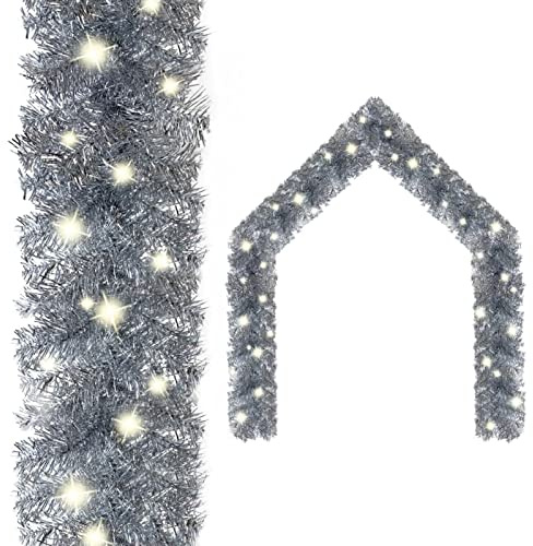 BaraSh Weihnachtsgirlande mit 20 m Silbern Christmas Decorations Weihnachtsgirlande Aussen