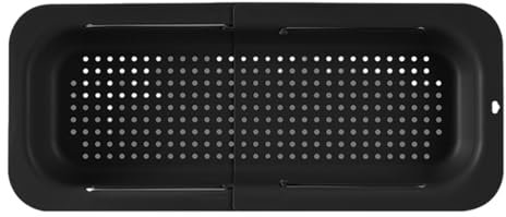 CUSROS Fruit Vegetable Strainer Expandable Kitchen Colander Retractable Drain Basket Over Sink Multifunctional Grade Pp Extendable Washing Drainer Bowl Black