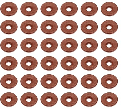 PATIKIL 8mm Leather Washers, 100pcs Leather Handle Washers Leather Spacer Cushion Washers 1.5 mm Thick Round for Knife Handle Hammer Hatchet Badge Bicycle Seat Crafts, Reddish Brown
