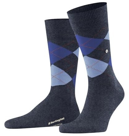 Burlington Herren Socken Edinburgh M SO Wolle gemustert 1 Paar, Blau (Dark Blue Melange 6688) neu - umweltfreundlich, 40-46