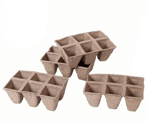 Acan Tradineur - Pack de 72 bandejas de semilleros biodegradables para 6 Plantas, germinación, Papel, Crecimiento, propagación, Cultivos - 12 x 8 x 5,2 cm