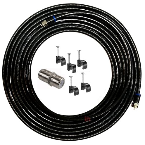 Inbrackets Coax Cable Lead Extension Kit for Virgin Media TV Broadband TiVo and Superhub Black (10 metres)