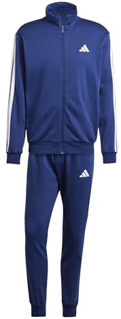 adidas Uomo SPORTSWEAR BASIC 3 STRIPES FLEECE TRACKSUIT, Dark Blue, M
