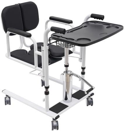 Sollevatore portatile per anziani e anziani, sollevatore disabili,supporto per trasferimento, sedia da doccia multifunzione con seduta divisa a 180°, portata 150 kg (nero)