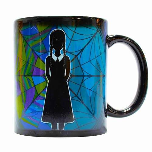 Blue Sky Studios Wednesday Farbwechsel-Kaffeetasse, wärmeaktiviert, Ophelia Hall Buntglas-Fenster-Design, Lizenzprodukt und Geschenk