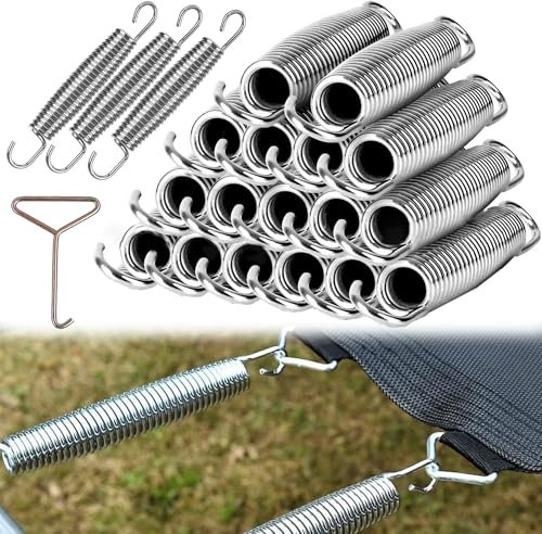 SQAQS 21pcs Trampoline Spring 5.5 Inches, Heavy-Duty Spring with Trampoline Hook Puller, Stainless Steel Trampoline Replacement Spring, Indoor and Outdoor Heavy-Duty Trampoline Spring Tool