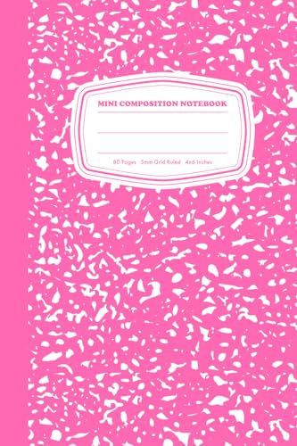 Mini Composition Notebook: Hot Pink 5mm Grid Ruled Journal, 80 Pages, 4X6 Inches