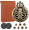 Mini set di dadi DND, Steampunk Bronzo Cavo, cassa dell'orologio da tasca, 7 pezzi in metallo poliedrico, set di dadi D&D, regali DND con sacchetto in pelle, gioco di ruolo