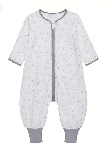 Baby Schlafsack Sommer mit Füßen 0.5 Tog 100% Baumwolle Kinder Sommerschlafsack mit Ärmel für Jungen und Mädchen