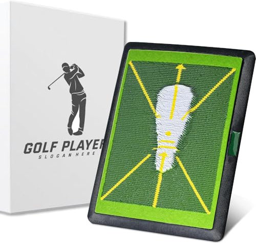 Premium Golf Practice Swing Mat - Path Feedback Golf Training Mat- Indoor/Outdoor Hitting Mat- Advanced Guides and Rubber Backing Golf Hitting Mat