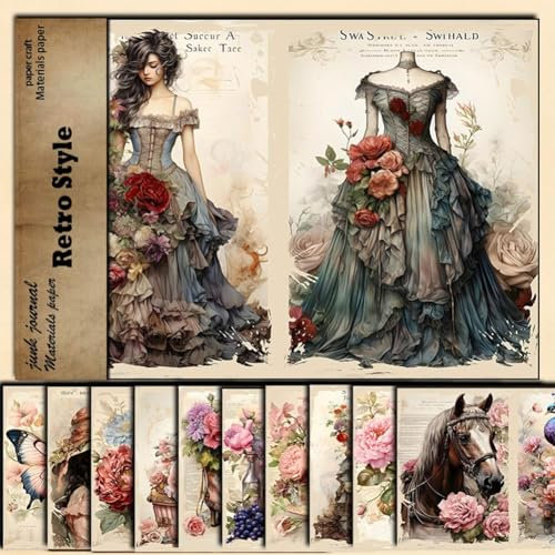 Vintage-Scrapbook-Bastelpapier-Set, dekoratives Bastelpapier, Musterpapier, Decoupage für Junk-Karte, Tagebuch-Papier