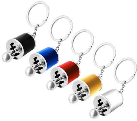 Flylin 5 llaveros de palanca de cambios automáticos, llavero de palanca de cambios automática, llaveros de metal de aleación multicolor, accesorios de coche, llavero de cambio de palanca de