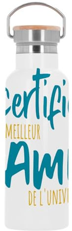 Bouteille Inox Gourde Thermo Isotherme - Certifié meilleur Ami de l'univers Copain Amitié Garcon - 500 ml (17 oz)