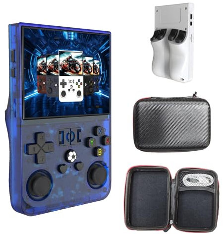 Keyboy - Keyboy Game Console, Portable Retro Video Game Console with 20000+ Games, Handheld Game Console, 4 HD IPS Screen, New R36Pro (64g blue,3.5-inch screen)