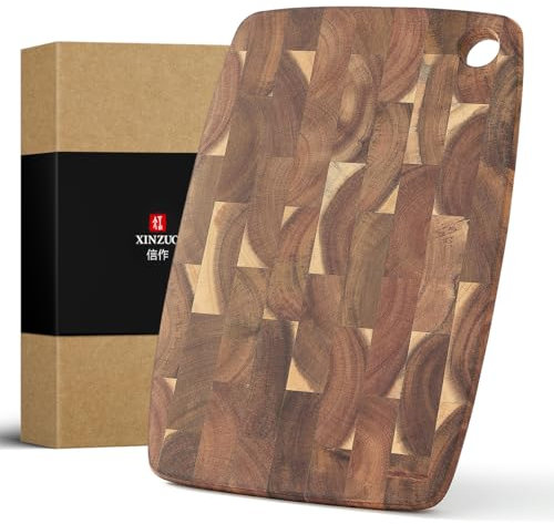XINZUO Tagliere Legno di Acacia 33x22x1,9cm -Tagliere da Cucina Reversibile Vassoio Professionale Taglieri in Legno -per Tagliare e Servire -per Feste, tè e Spuntini e per Cucinare in Cucina