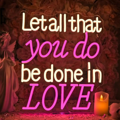 DREAMFORT Let all that you do be done in Love Neon Sign Led Sign with USB Powered for Wedding Betrothal Wedding Reception Cafe, Church, or Party, USB-Powered Versatile Room & Event Decoration