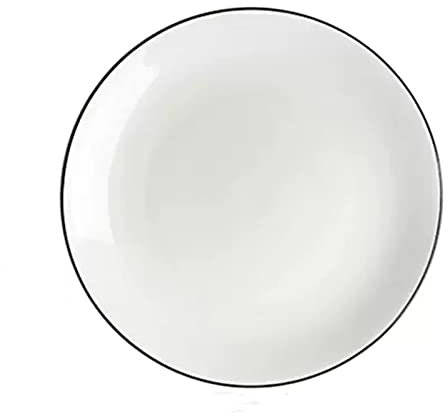 Huangj-0527 Apto para microondas Plato de cerámica for el hogar, cocina, comedor, plato de postre, plato redondo, plato de desayuno, plato plano blanco, plato hondo Simple para ensaladas(Medio)