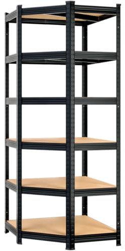 Monzana® Eckregal Premium Lagerregal 180x70x40cm 1050kg 6 MDF-Platten Regal Schwerlastregal Kellerregal Steckregal Werkstattregal Schwarz