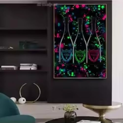 Graffiti wall Art Poster Champagne Canvas Painting Abstract Art Champagne Bottle Picture Home Wall Decor 60x80cm Frameless