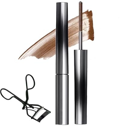 Faccelove's Ironeye Mascara, Faccelove's Iron Wand Mascara, 3D Curling Eyelash with Eyelash Curler, Long-Lasting, Waterproof and Sweat-Proof, Iron Eye Wimperntusche für Frauen und Mädchen (Brown x1)