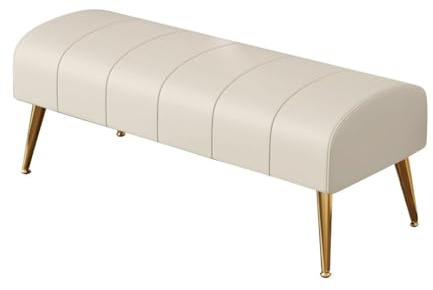 YCKEGEW Moderne Lange Lederbank Mit Goldenen Beinen,rechteckige Ottomane,gepolsterte Bettbank Fensterbank Für Schlafzimmer Und Wohnzimmer(Beige,80cm)