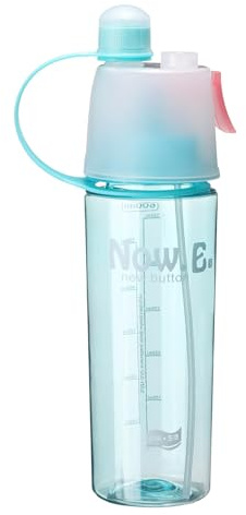sourcing map Misting Water Bottle 600ml / 20 oz Leakproof Lightweight 2 in 1 Mist & Sip Sports Water Bottle for Gym Camping Travel Cold Drinks, Blue
