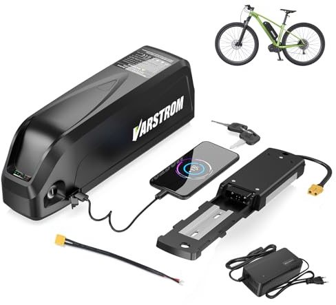 Varstrom 48V 16Ah Ebike Batteria avec Kit de Conversion Vélo Électrique | Batterie Lithium Downtube 48V avec Chargeur 3A & Port USB, Compatible avec Kit de Conversion Vélo Électrique Bafang AW