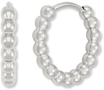 Creolen Edelstahl Damen | Kreolen mit Kugeln (15 mm) | Mini Hoop Ohrringe in 18K Gold, Roségold oder Silber | Wasserfest & Hypoallergen