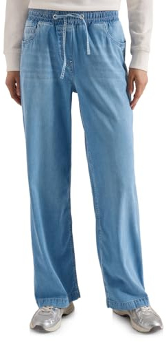 Cecil High Waist Wide Leg Jeans im Loose Fit Light Blue Used wash S