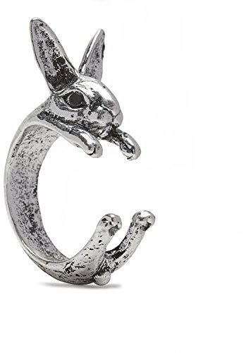 Serebra Jewelry Hasen Kaninchen Ring mit Silber-, Bronze-, Schwarztönung Größenverstellbar Damen (Silber)
