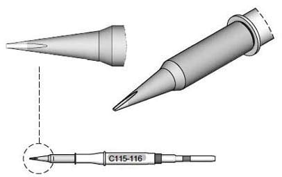 JBC Lötspitze Serie C115, Meißelform, C115116/0,2 x 0,1 mm, gerade C115116 (Lötkartusche Lötpatrone Loetkartusche Loetspitze Loetpatrone Nano)