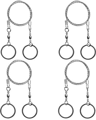 4 Pack Survival Wire Saw - Stainless Steel Pocket Saw for Outdoors Emergency Survival Kit, Bushcraft, Hunting, Hiking