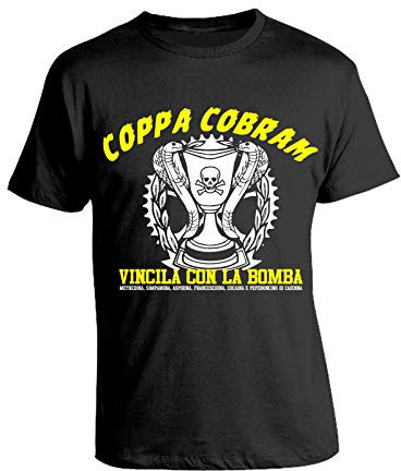 bubbleshirt T-Shirt Ragionier Ugo Coppa Cobram vincila con la Bomba Film Cult Maglietta Manica Corta Nera Taglia S