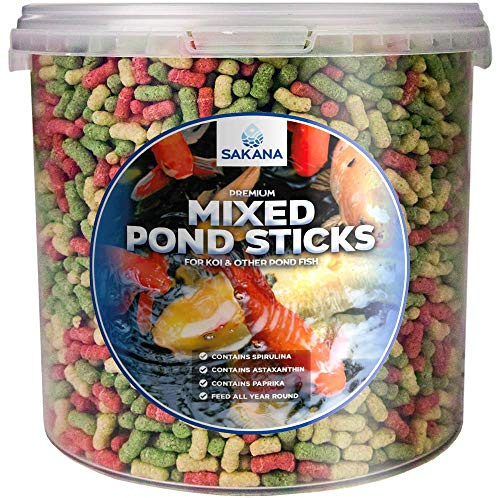 SAKANA Colour Mix Fish Sticks | 4mm Premium Quality Healthy & Nutritious Fish Food | Naturally Balanced Feed Snack for Ornamental Cold-Water Aquarium Fish | Great Source of Minerals & Vitamins (1L)