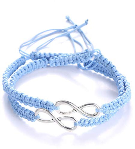 AidShunn Bracelets infinity Braided Handcrafted Adjustable Braided for Men Women Friendship Family Couple 2Pcs