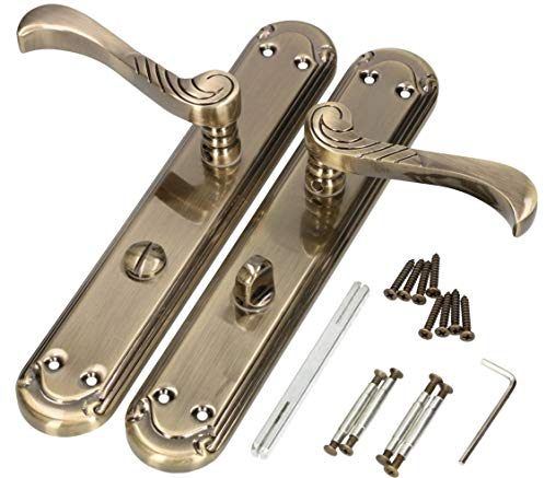 KOTARBAU Türdrücker 90 mm WC/Bad Türgriff Türbeschlag Türklinke Drückergarnitur Langschild Türdrückergarnitur Innentür Außentür Handgriff Torbeschlag