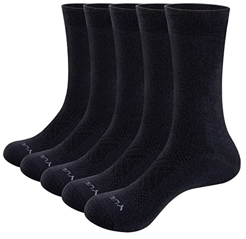 YUEDGE Basic Men's Socks Breathable Cotton Socks Plain Business Dress Socks for Men Size 4-12 UK, Multipack, 5 Pairs