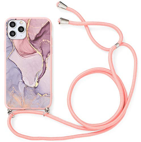 Yoedge Lanyard Case for Apple iPhone X, 5.8,Crossbody with Strap -Lanyard Phone Case- Silicone Cute Pattern Soft TPU Necklace Phone Holder- Marble