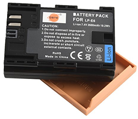 DSTE LP-E6 LPE6 Li-Ion Battery Compatible with Canon EOS 5D Mark II, EOS 5D Mark III, 7D Mark II, 7D Mark III, EOS 5DS, EOS 6D, EOS 7D, EOS 60D, EOS 60Da, EOS 70D